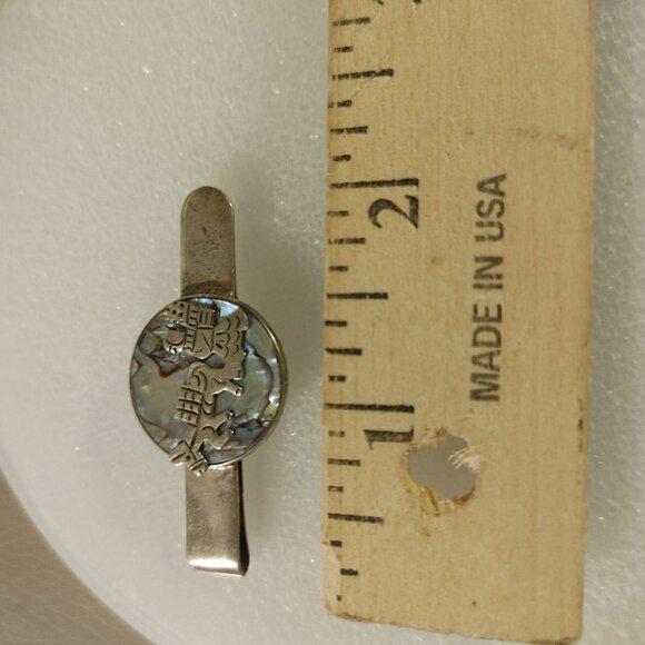 Kokopelli Abalone Inlay Tie or Money Clip Vintage Sterling Silver Stamped - Picture 8 of 15